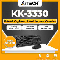 A4Tech KK-3330 Wired Keyboard and Mouse Combo Multimedia Desktop Set with Laser Engraved Keys USB