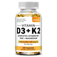 Didacat Vitamin D3+K2 5000 IU Immune Support Supplement with Magnesium&Zinc - Supplement for Daily Defense Bone Muscle and Skin Health