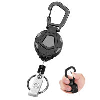 Retractable Keychain Heavy Duty ID Badge Holder Carabiner with Steel Cord and Belt Clip