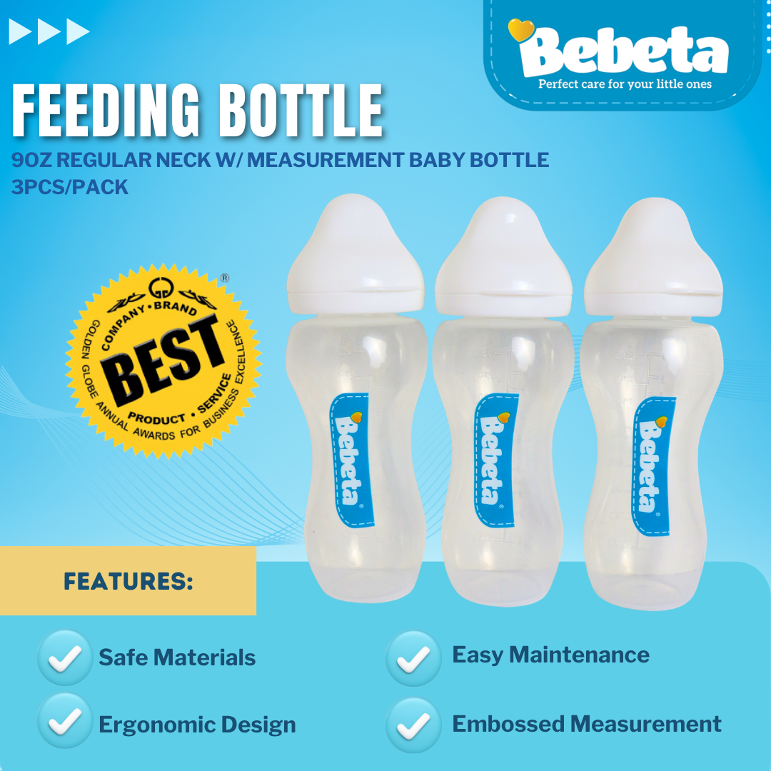 Bebeta Feeding Bottle with logo Regular Neck 9oz 3pcs per pack