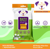 The Fur Life Bath Refresh Pet Wipes — Removes Dirt & Odors Ocean Breeze | 80 Sheets FLW003