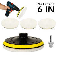 5pcs/set 3/4/5/6/7in Buffing Polishing Pads Car Polisher Drill Wool Wheel Mop Kit