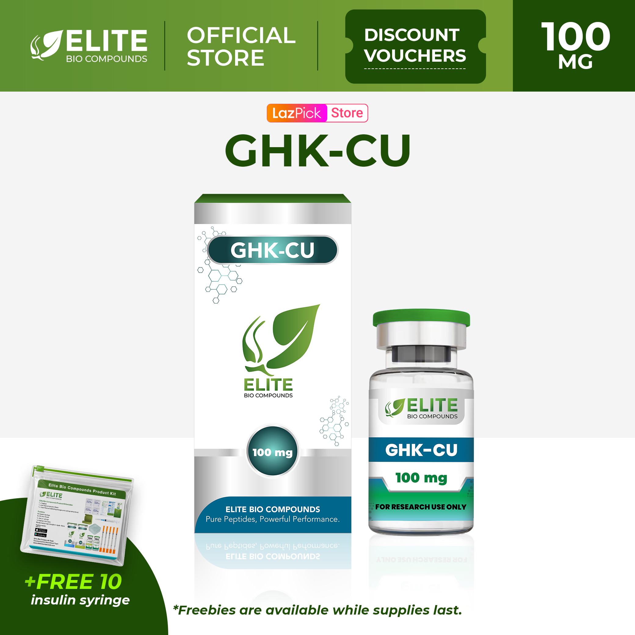 GHK-Cu (100 mg) | Hair & Skin Support Collagen Boost & Anti-Aging Benefits | COA Verified