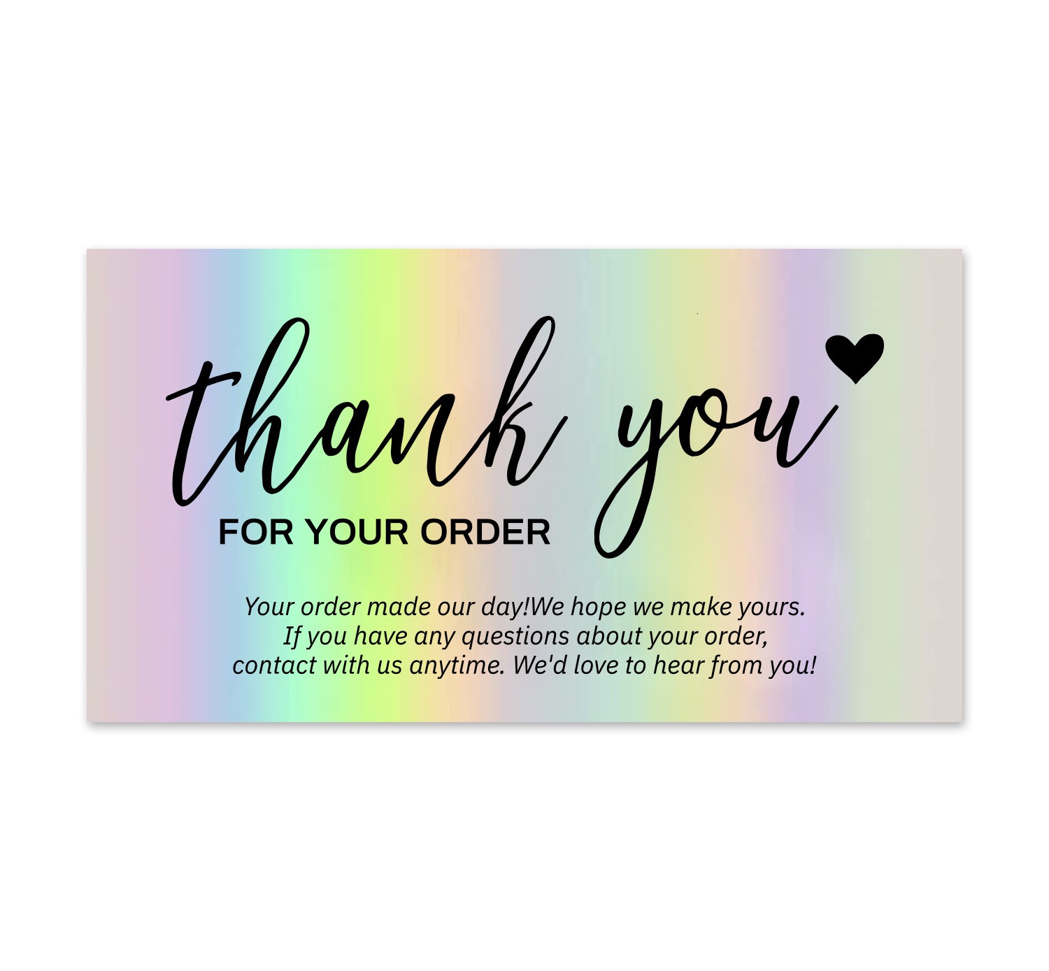 Ecoplanet COD#50pcs 9*5cm laser rainbow Pink Thankyou Card For Supporting Business Package Decoration Gift Xmas Greeting Christmas