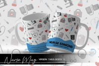Personalized Nurse Appreciation Mug VERSION 1 | Cute Medical Icons Personalized Nurse Mug | Custom Nurse Name Mug – Appreciation Gift