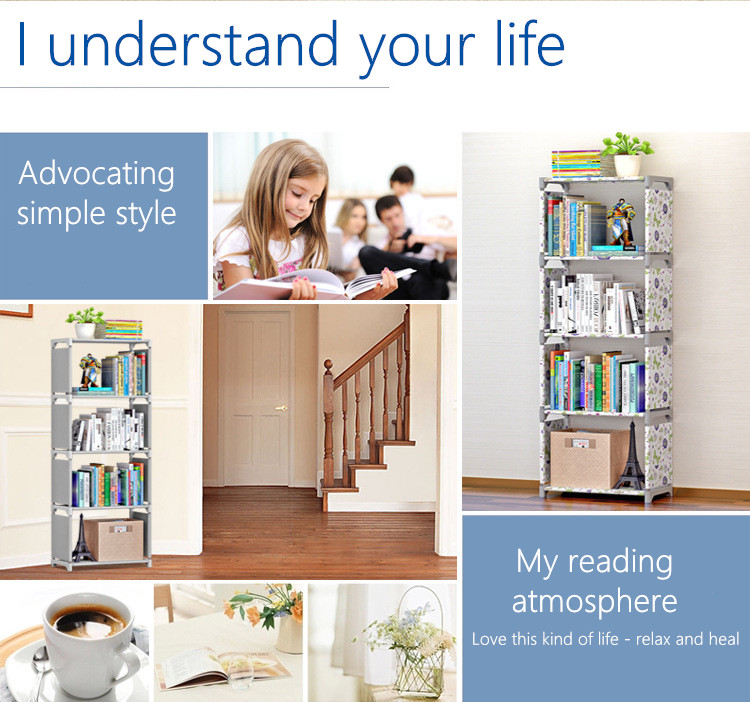 Simple Adjustable Bookcase Multi Purpose Bookshelf Diy Book Storage