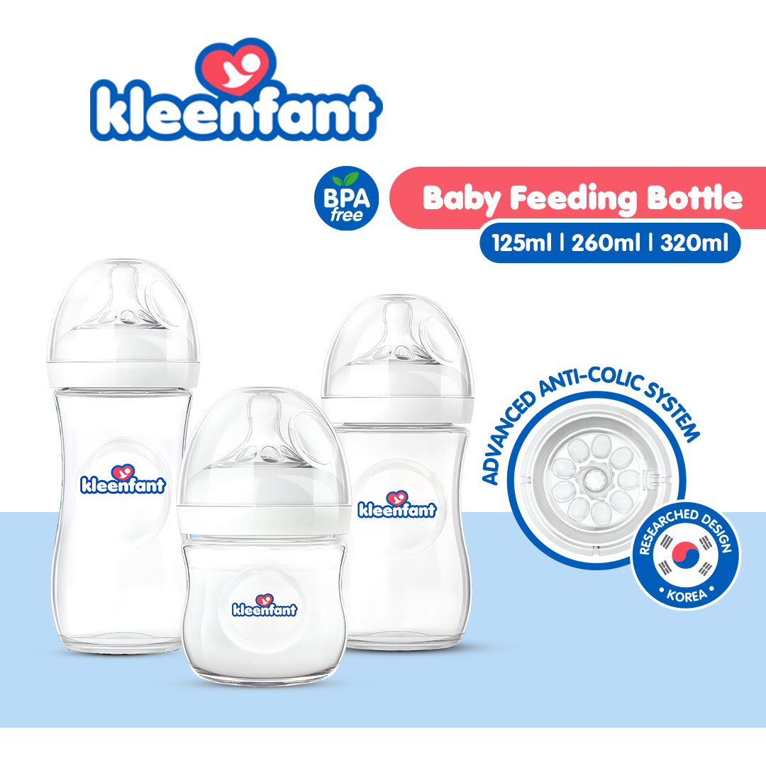 Kleenfant Baby Feeding Bottle Wide Neck Leak-Proof BPA-Free Anti-Colic Soft Silicone Teat