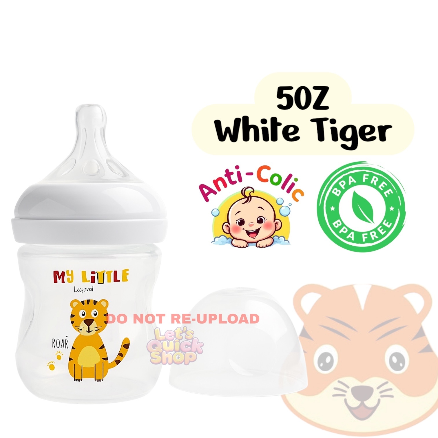 5oz 8oz 11ozCute BPA Free PP Milk Feeding Bottle for Baby Anti-Colic & Wide Neck like Avent & Momeasy Nipple - Leak Proof