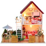 DIY Dollhouse Miniature Furniture Kit LED Kids Birthday Xmas Gift Flower House - intl