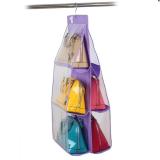 Phoebe's 6 Pocket Clear Anti Dust Purse Sling Clutch Bag Handbag Hanging Storage Space Saver Organizer Wardrobe Closet Tidy (RANDOM COLOR)