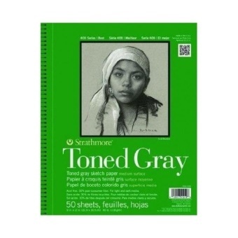 Strathmore Toned Sketch Paper Pad 28cm x 36cm -36kg Grey 24 Sheets - intl