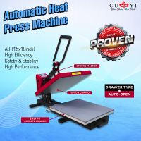 Cuyi A3 Size Heavy Duty Digital Heat Press Machine 15x18 Inches Flatbed Auto-Open Drawer Type