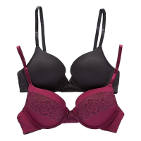 Maidenform Self Expressions Womens 2pk Push-Up Bra - Black/Galactic Red