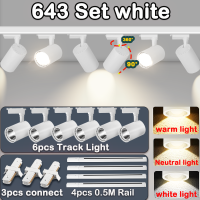 3 Colors Track Light LED COB Spotlights Complete Set Ceiling Lights with Rails And Connectors Energy Saving Rail Lamp 12W 20W 30W 40W For Home Room Store Decor Bar Lighting