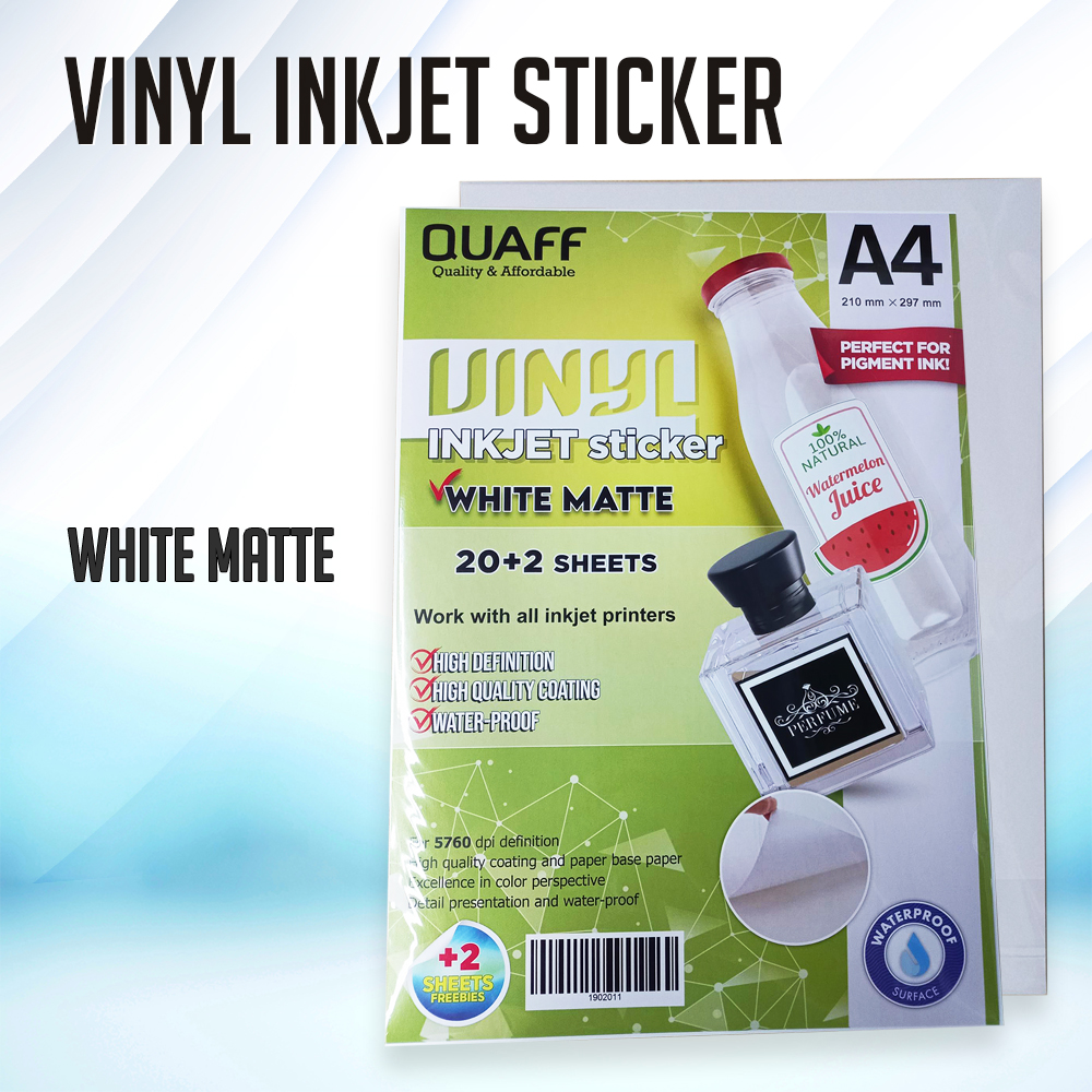 Magic photo Quaff Vinyl Inkjet Sticker Waterproof A4 Size 22 Sheets Per Pack Semi Clear / Matte / Glossy Sticker
