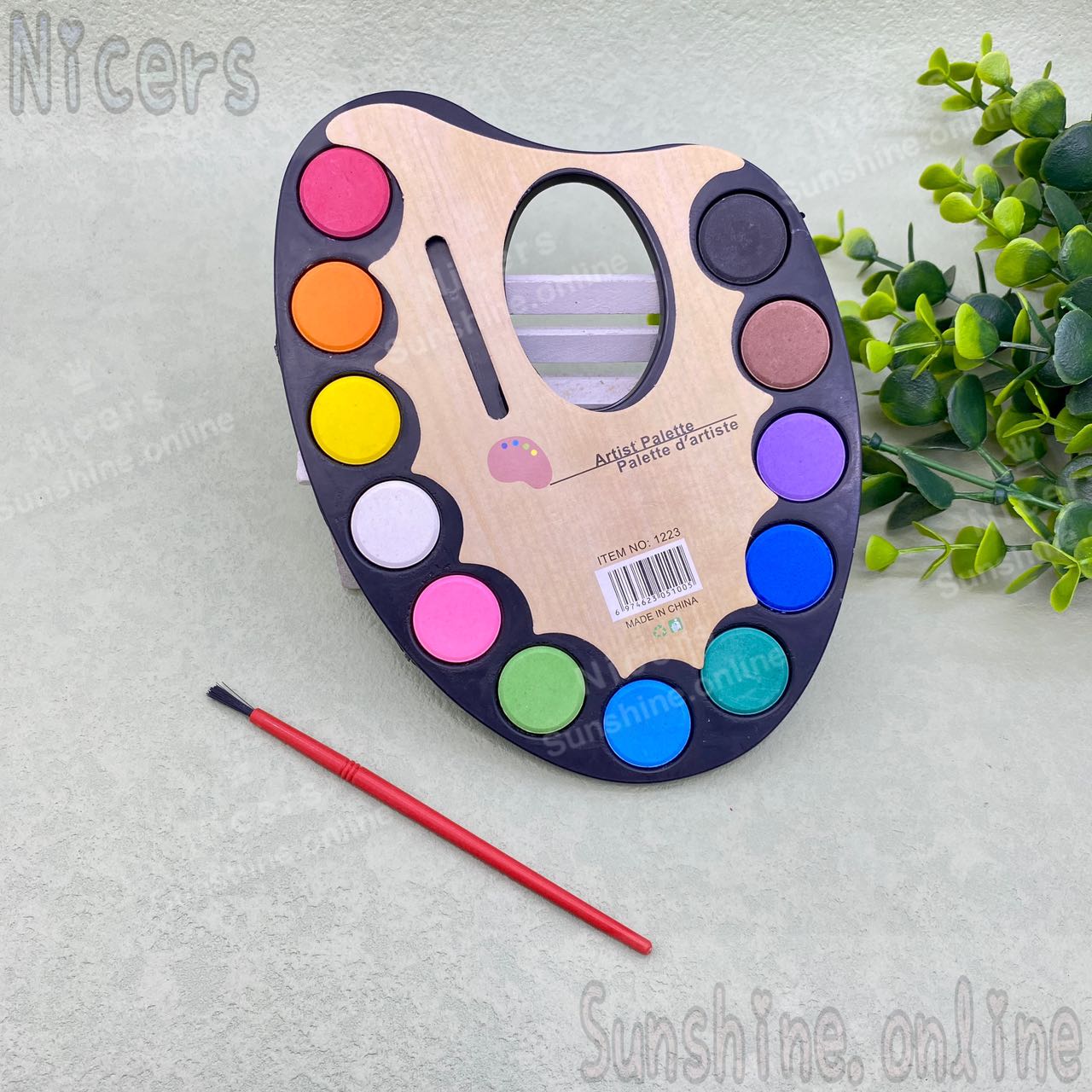 12 Color Artist Palette Watercolor Paint with Paint Brush
