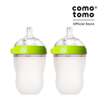 Comotomo Set of 2 150ML/250ML Silicone Baby Bottle Pink/Green (1 Hole)