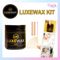 LUXEWAX KIT Organic Sugar Wax 250ml Hair Removal with 10pcs Waxing Strips and Applicators