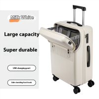 [Bulacan Delivery]20/24 inch USB Charging Travel bag Front Open With Cup Holder Suitcase Side hook maleta