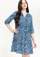 Krizia Puffed Sleeves Button Down Tier Dress