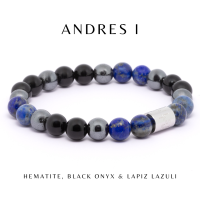 Andres II - Lapiz Lazuli Matte Black Onyx & Hematite Bracelet | Pulseraz Gemstones and Jewelry