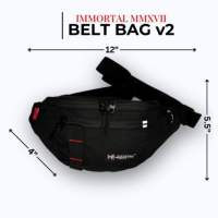 Immortal Belt Bag V2 Black for Men and Women (Waist Travel Bag) Heavy Duty
