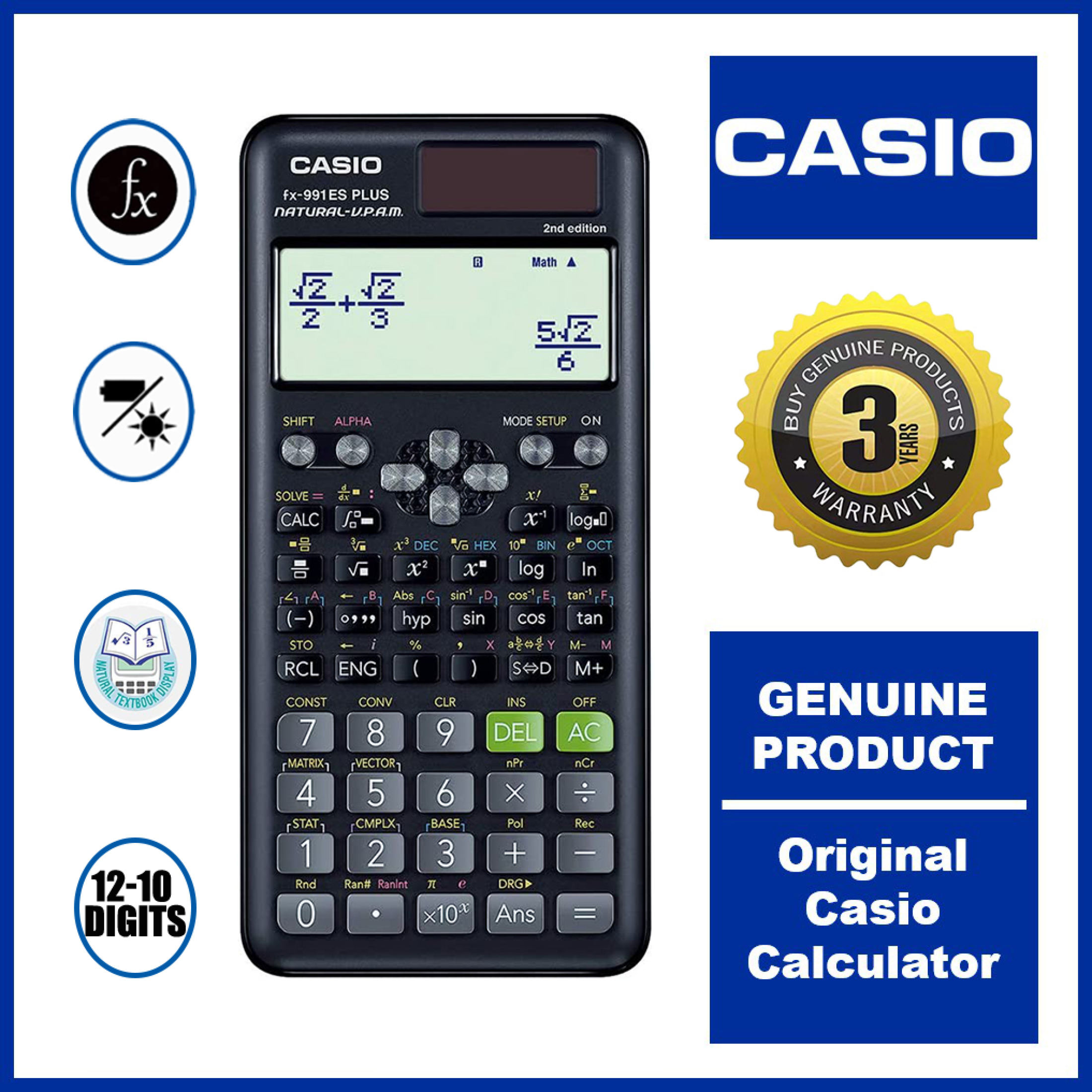 【Original】Scientific Calculator CASIO Fx-991ES plus Solar portable rechargeable calculator Latest Generation Contains 417 Functions