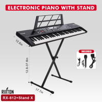 RIXTON 61 Key Keyboard Piano Electric Piano Keyboard Kit with 140 Voices 100 Rhythms  Includes Piano Stand Microphone Gift for Beginners