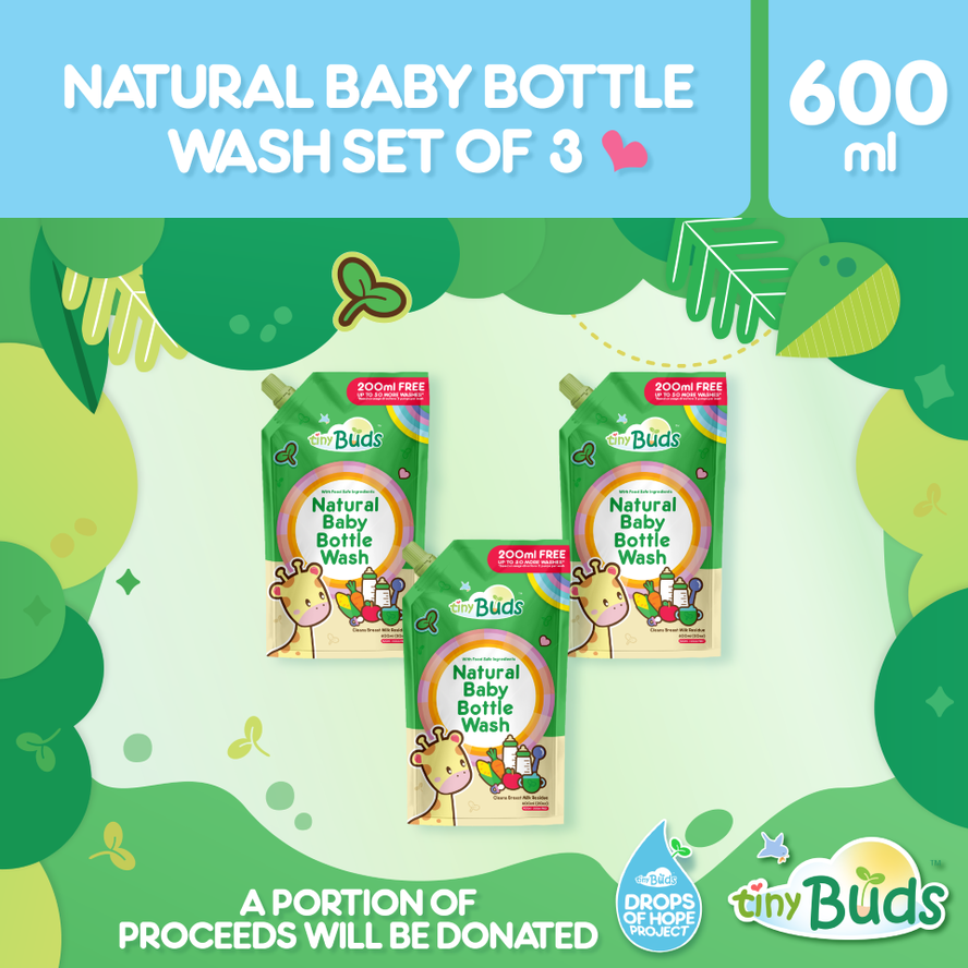 Tiny Buds Natural Baby Bottle Nipple and Utensil Wash 600ml Set of 3