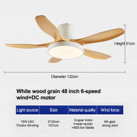 Gogeous ceiling fan with light modern 42/48/52 inch 6 speed ceiling fan with tri color light and remote control ceiling fan light nordic ceiling fans heavy duty ceiling fan 5 blades big for living room bedroom dining room