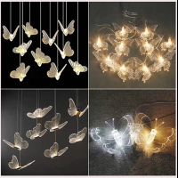 【Free Gift + Ph Local】BBLAMP 10PCS Wedding Ceiling Decoration Lamp Sea Urchin Chandelier Crystal Luminous Transparent Bird Warm Light Wedding Scene Layout Props