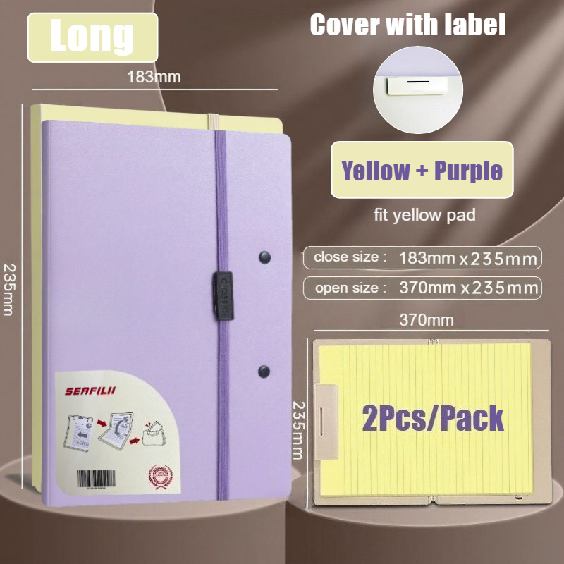 Long Clipboard Foldable Writing Pad Fit A5/A4 Yellow Pad Purple Clip Board Folding Board File Folder Organizer