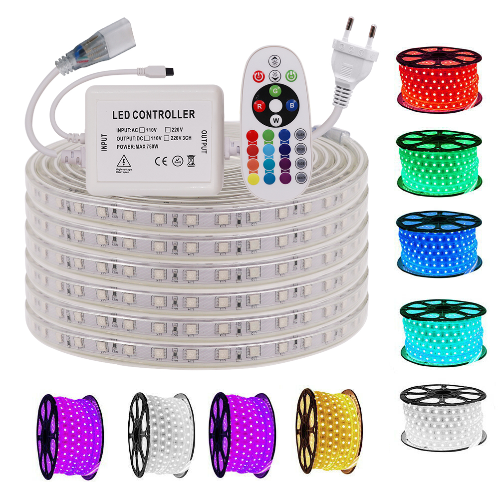 RGB LED Strip Light 220V Waterproof Cove Light Led Strip with Bluetooth App Control Backlight Light Decoration Light for Ceilingstrip light for cove lightcob lights for ceiling setstraight light led