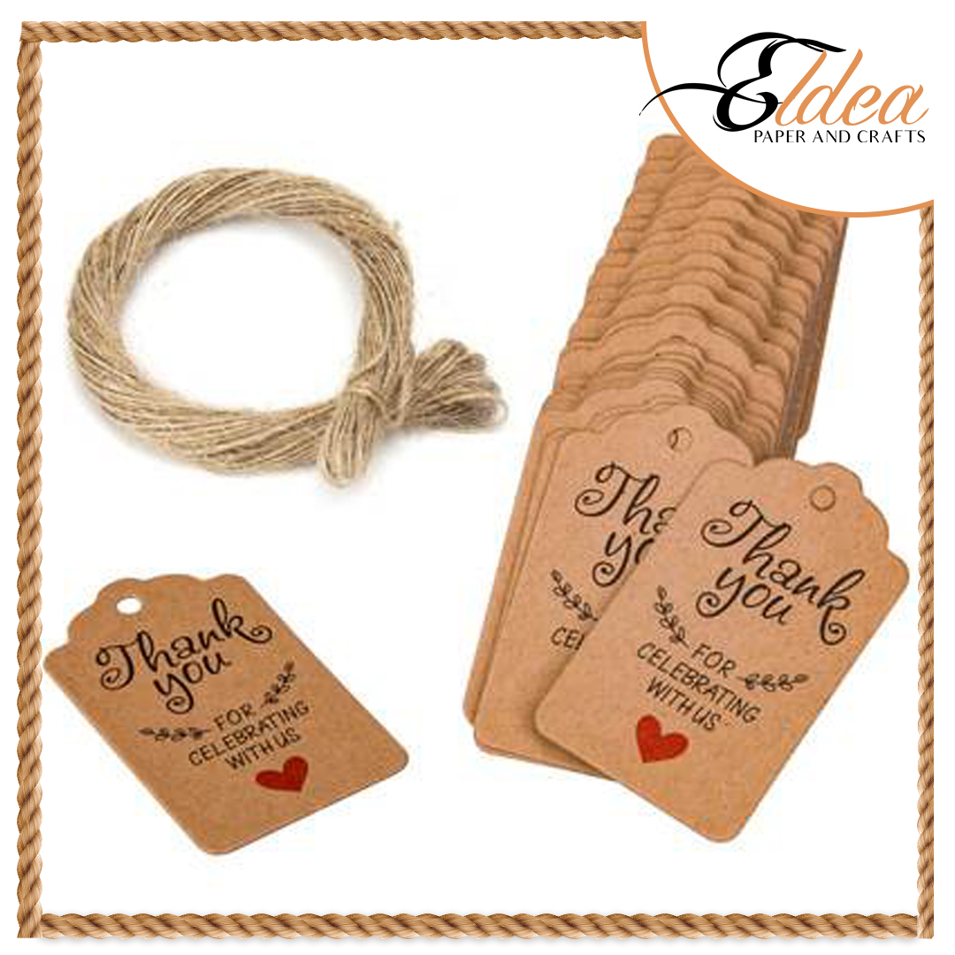 100pcs with twine Tags Thank you tag Gift Tags Souvenir tags for wedding birthday baptismal debut and other occasions