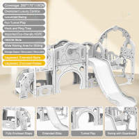 Kids Slide Playground Set 3-in-1 Swing Basketball Hoop & Telescope 60KG Capacity Indoor/Outdoor Climbing Frame