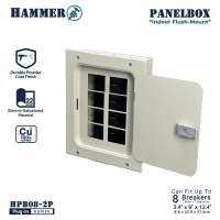 Panel Box for Plug-In Circuit Breaker 2-Pole ″Indoor Flush-Mount″ Pure Copper Busbar (Breaker NOT included)