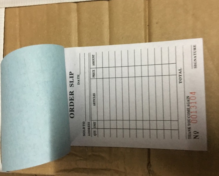 Orderslip Receipt duplicate and triplicate