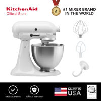 KitchenAid 4.5Qt / 4.3L Classic Mixer 220V with Coated Flat Beater Coated C-Dough Hook Wire Whisk and 4.5Qt Stainless Steel Work Bowl- Made in USA - 5K45