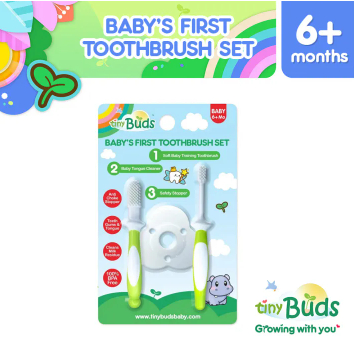 Tiny Buds Babys First Toothbrush & Tongue Cleaner Set (6 Months & Up)
