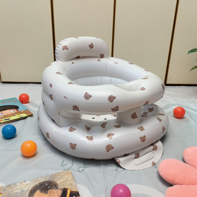 Inflatable Baby Seat for Babies 3-36 MonthsBuilt-in Air Pump Infant Support Seat for Sitting & Learning to Sit Full Surround Design Protect baby Spine Safe