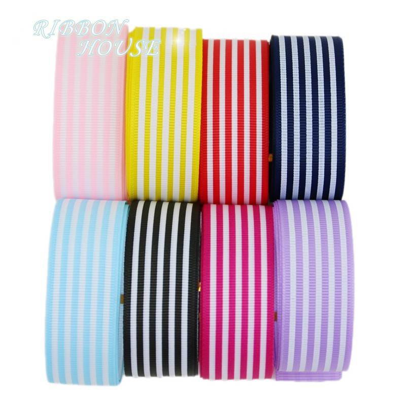 Ruy băng lụa sọc trắng đen 1 '' ruy băng quấn quà in hình trang trí