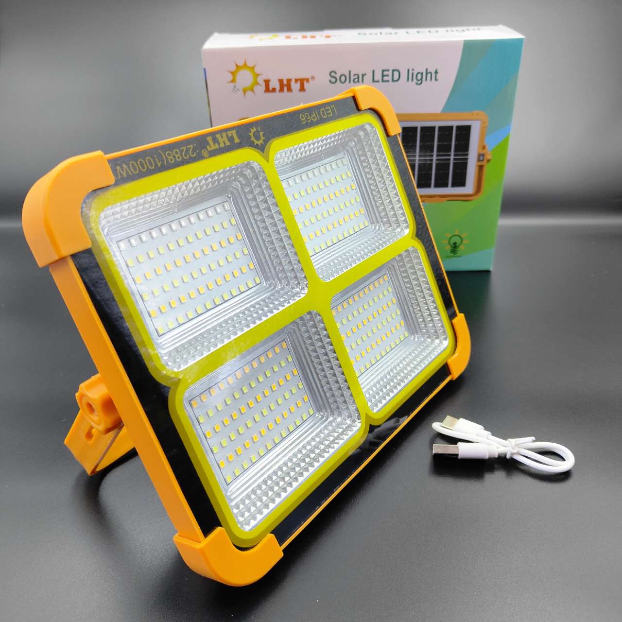 1000W Portable Outdoor Solar Floodlight Emergency Work Light Flashlight with Phone Charging Capability Temporary Warning Light solar power bank Emergency light solar outdoor lights