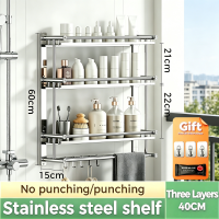 DecorX Stainless Steel Bathroom Shelf Bathroom Organizer Towel Rack Wall Mounted Organizer Shelf Rack With Hooks Holder