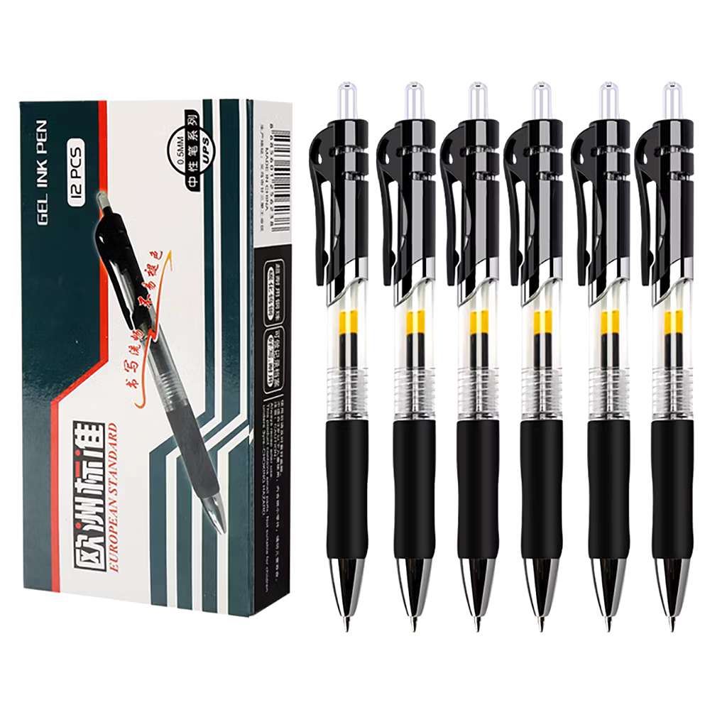 12pcs/set 0.5 mm push neutral black ballpen Quick Drying Ballpen Signature Pen School supplies Stationery