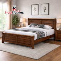 Hapihomes Harlem Wooden Bed Frame Solid Wood Queen King Double Bedframe Minimalist