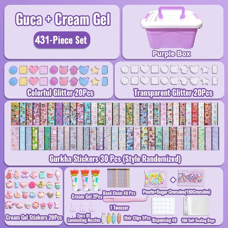 Acrylic Customized sticker goo card DIY sticker cream glue luxury girls full set Children toys hand account kids toys Diy Keychain guka