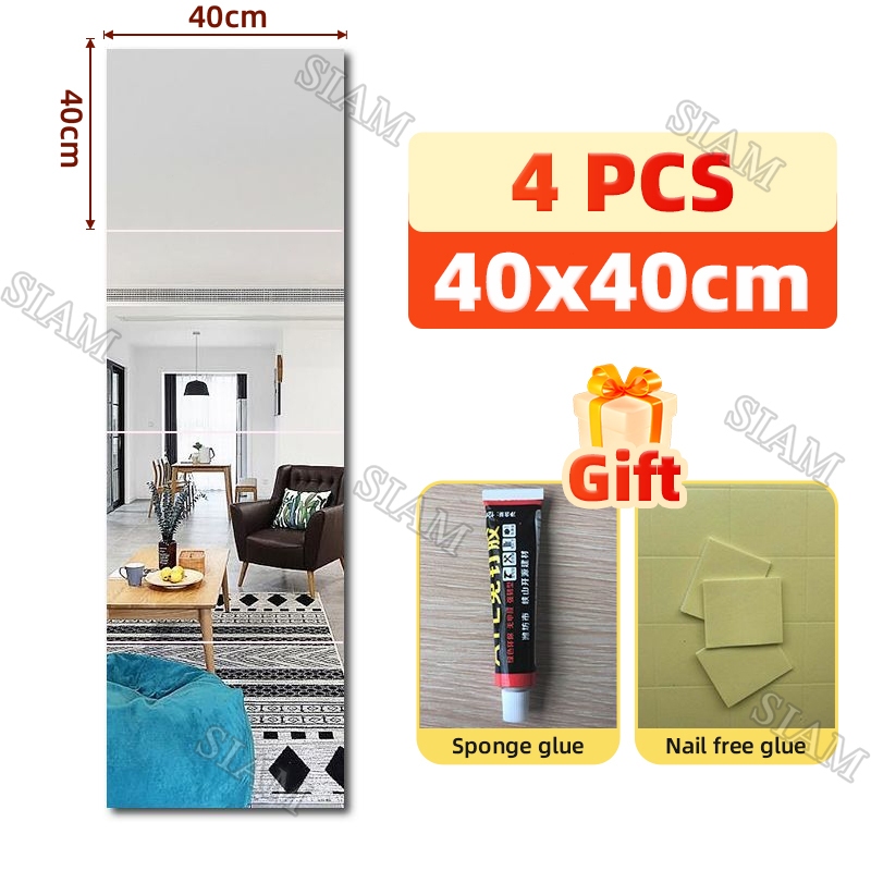 HD Mirror Glass Mirror Wall Sticker Full Body Mirror Stitching Mirror Square Glass DIY Mirror