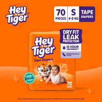 HEY TIGER Tape Jumbo Pack Small (4-8 kg) - 70 pcs - Tape Diapers