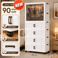 LifeStow Foldable Wardrobe Cabinet for Clothes Storage White Drawer Durabox with Wheels Home Cabinet Organizer