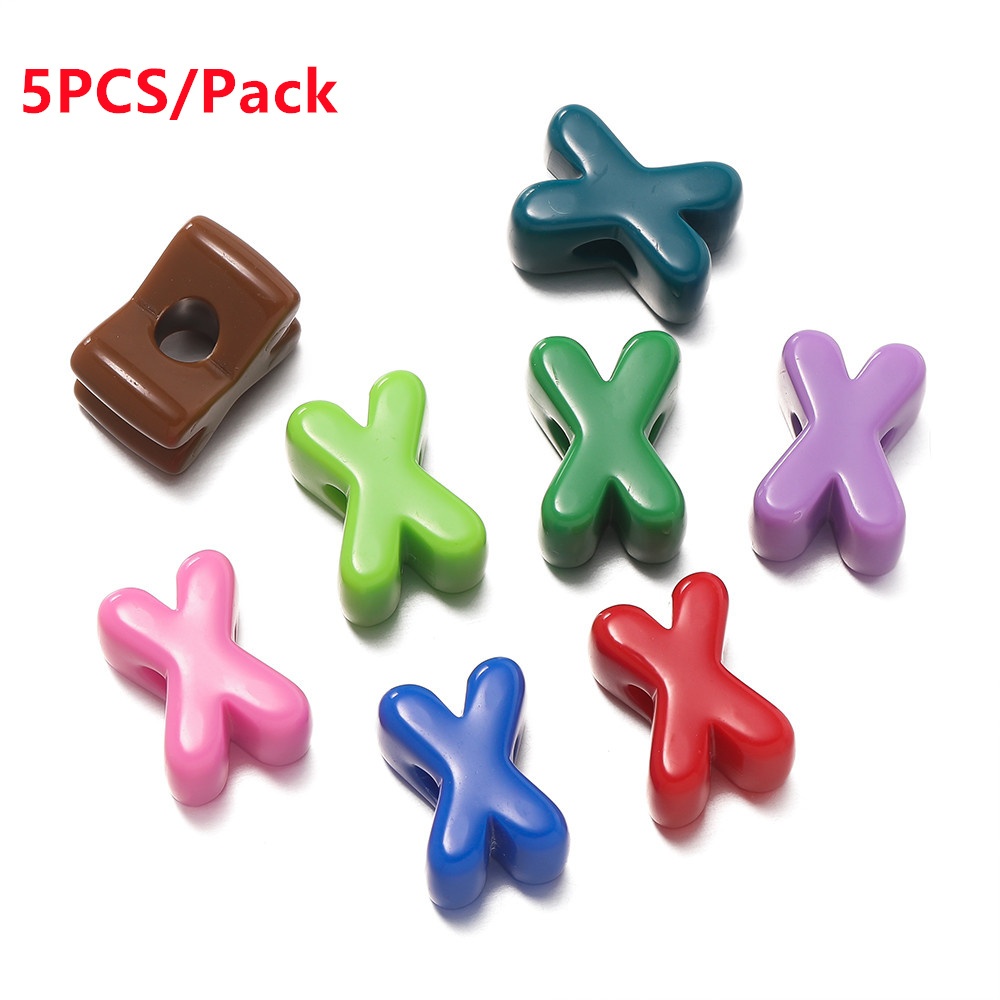 ManilaGo 5pcs Acrylic Large Hole Letter Beads for DIY Keychain Necklace Bracelet Making